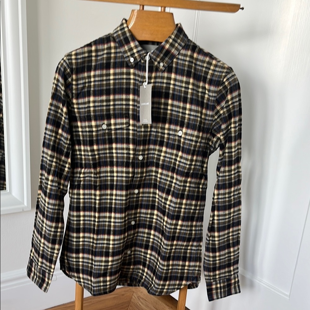 NWT Everlane Olive Plaid Flannel Casual Button Down Shirt